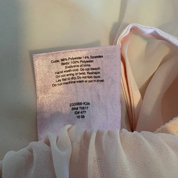 Victorias Secret Sexy Little Things Babydoll Chemise Peach Red Bow 36C - Picture 5 of 5